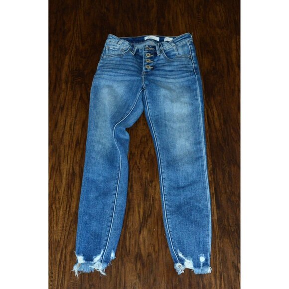 KanCan Women's Skinny Mid-Rise Ankle Skinny Jeans Women's Size 24 Distressed - Picture 1 of 6